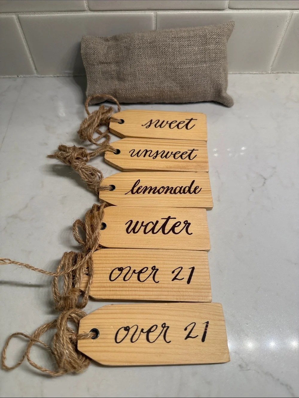 Pottery Barn Natural Wood Drink Tags with Twine